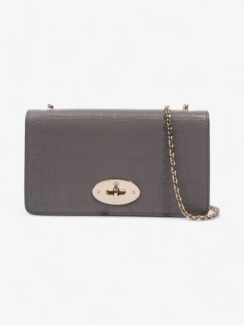  Mulberry Bayswater Wallet On Chain Grey Embossed Leather