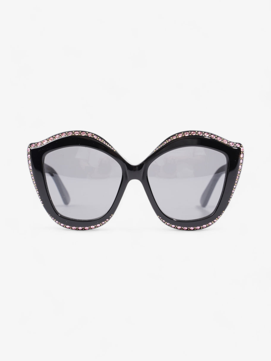 Gucci Crystal Cat Eye Sunglasses Black / Pink Acetate 140mm Image 1