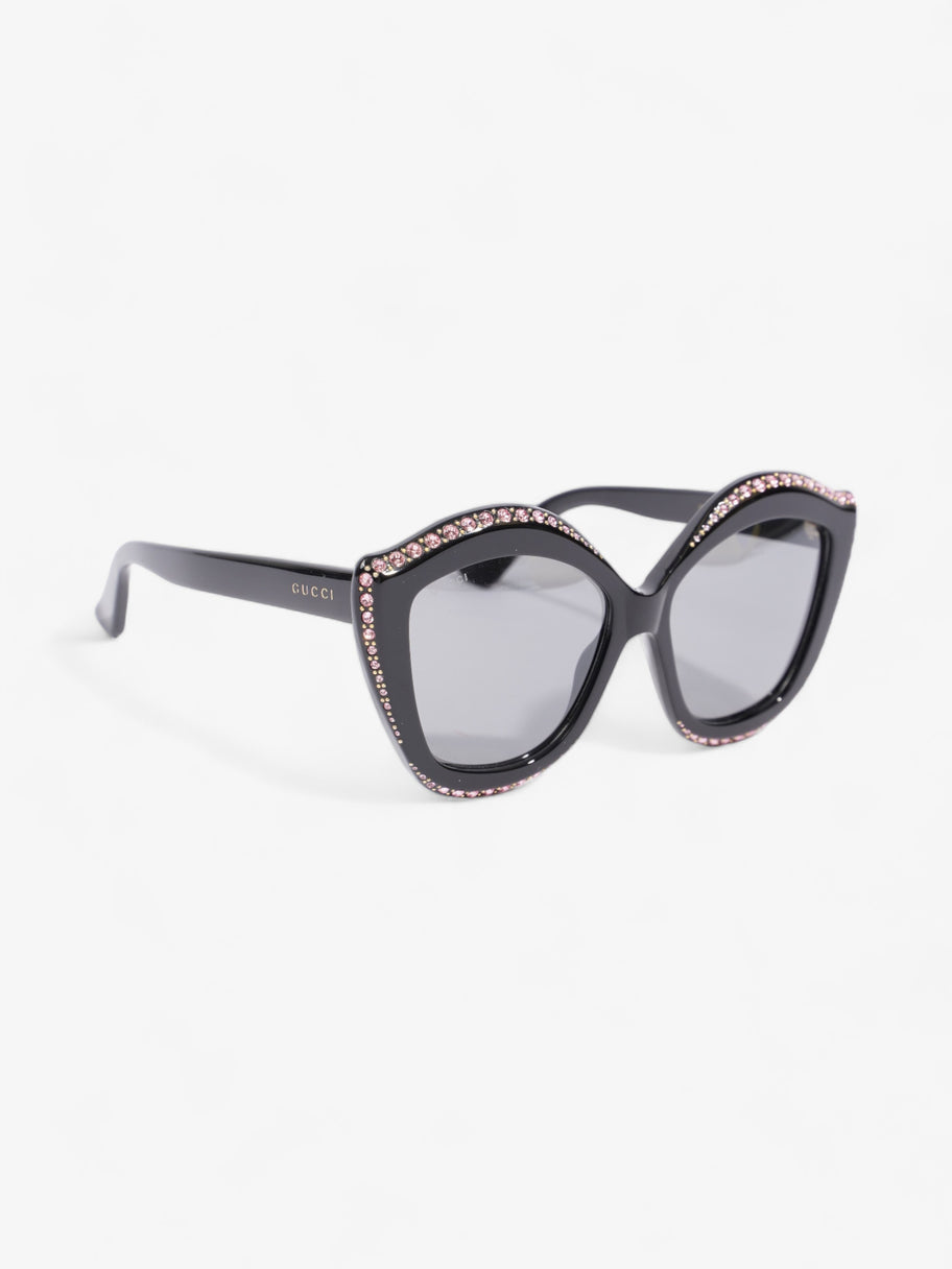 Gucci Crystal Cat Eye Sunglasses Black / Pink Acetate 140mm Image 5