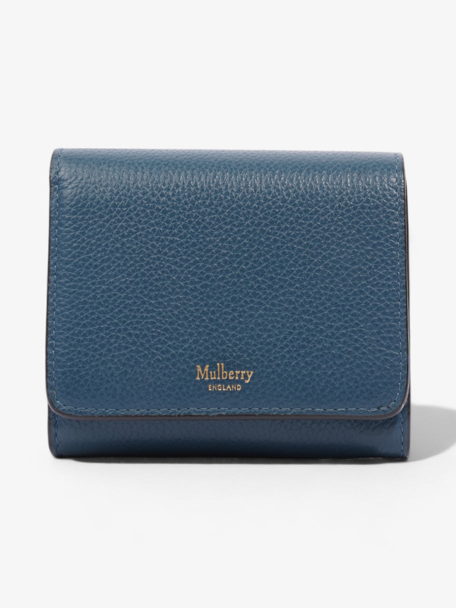 Mulberry Trifold Wallet Blue Grained Leather Image 1