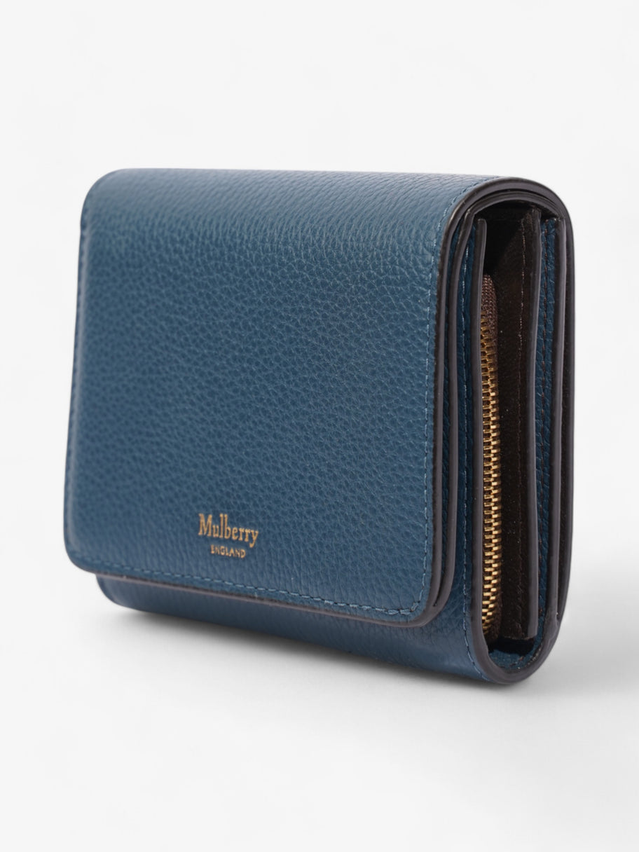 Mulberry Trifold Wallet Blue Grained Leather Image 3