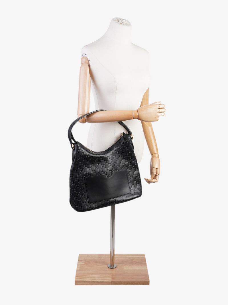  Gucci GG Hobo Black Leather