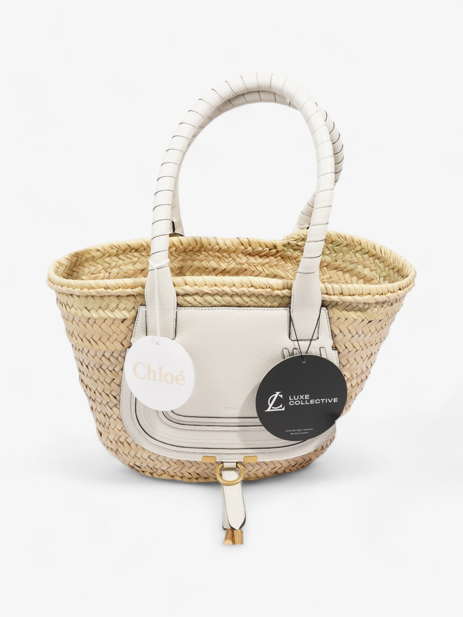 Chloe Marcie Basket Neutral White Raffia Medium Luxe Collective