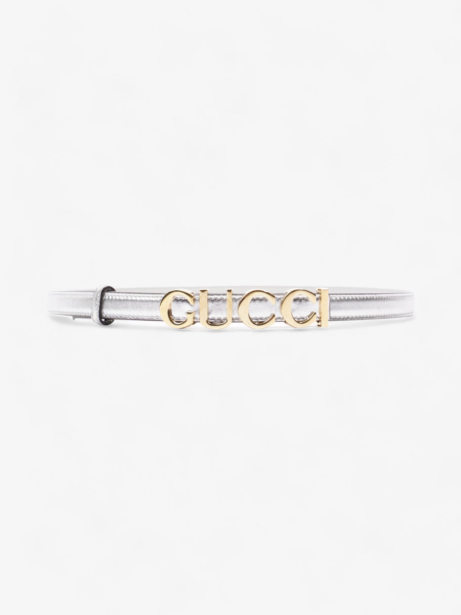 Gucci Buckle Thin Belt Silver Leather 85cm / 34