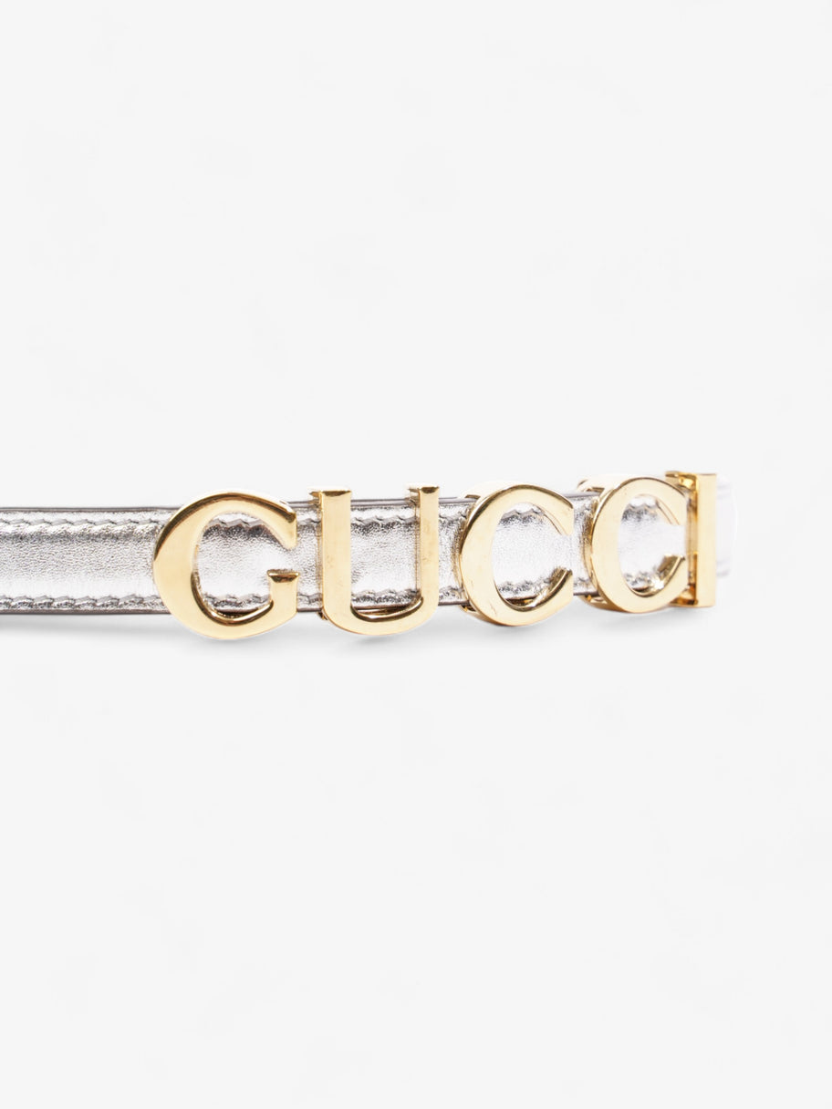 Gucci Buckle Thin Belt Silver Leather 85cm / 34