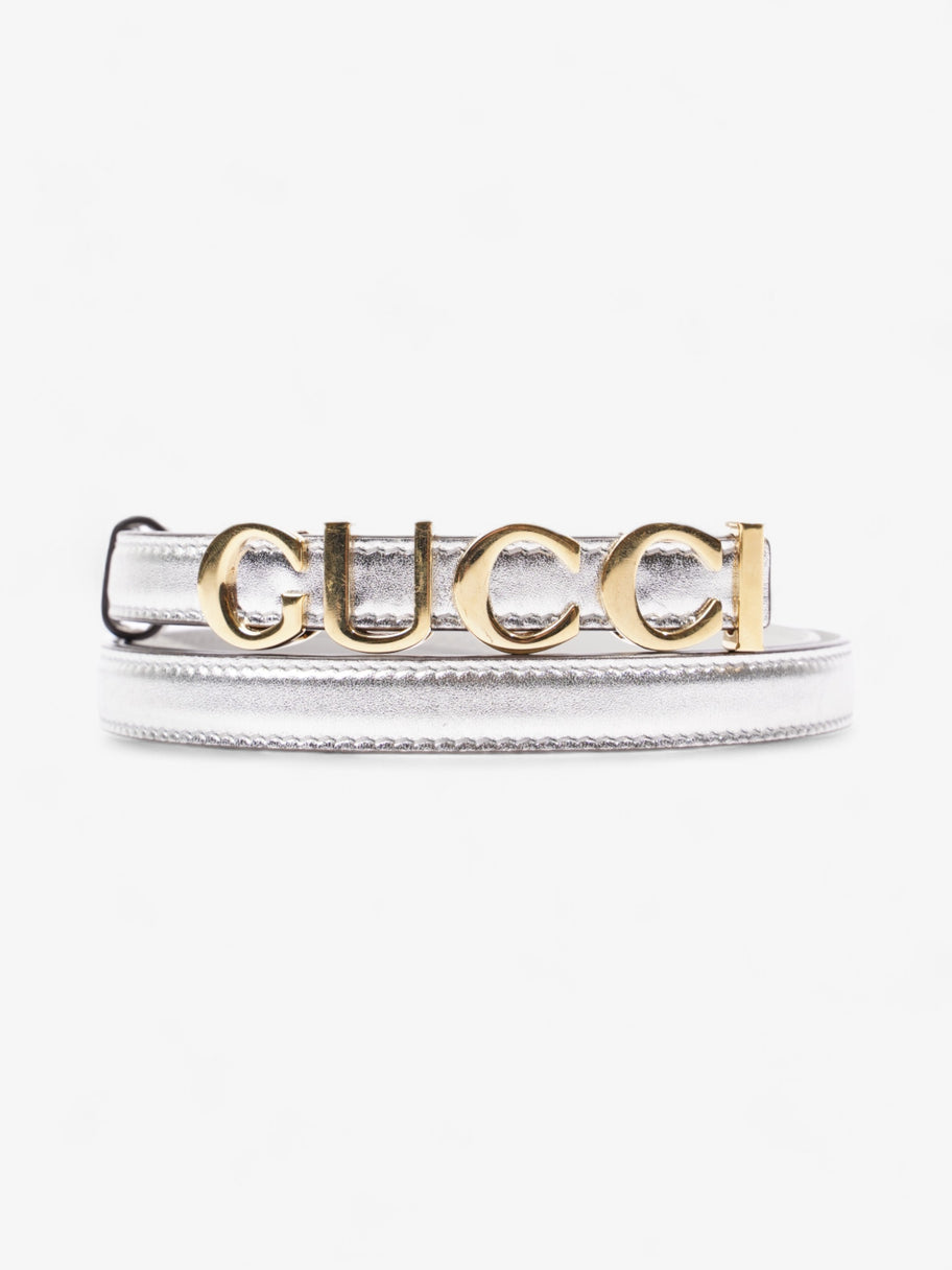 Gucci Buckle Thin Belt Silver Leather 85cm / 34