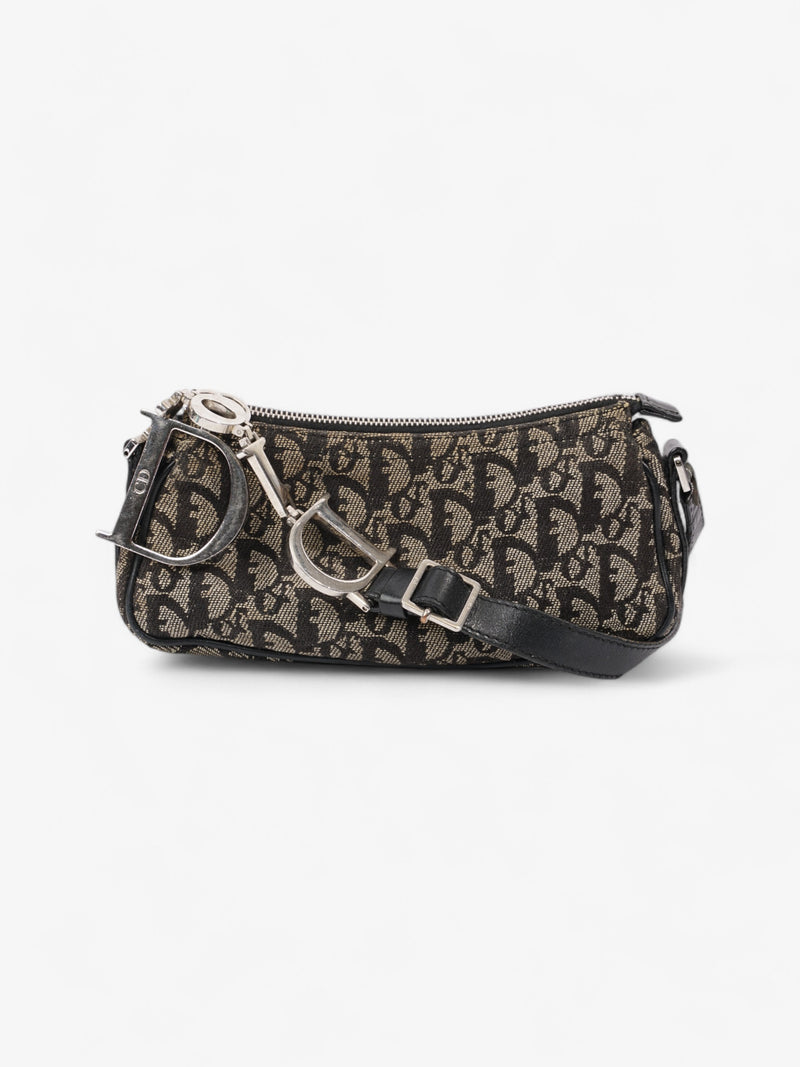  Christian Dior Logo Baguette Black Oblique Canvas