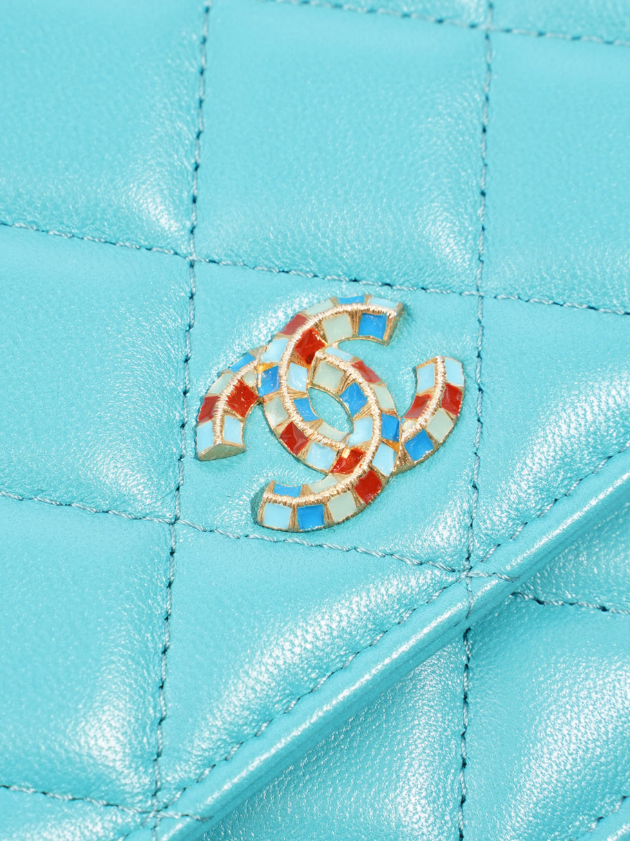 Chanel Classic Wallet on Chain Turquoise Blue  Lambskin Leather Image 7