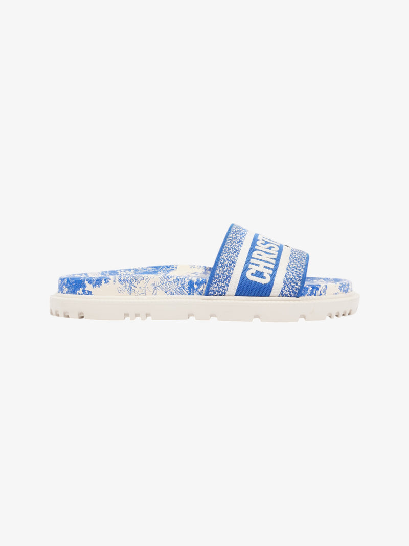  Christian Dior Dway Slides White / Blue Canvas EU 38 UK 5