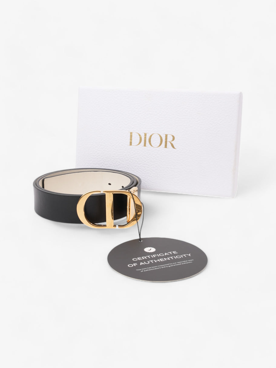 Christian Dior 30 Montaigne Reversible Belt White / Black / Gold Leather 106cm Image 6