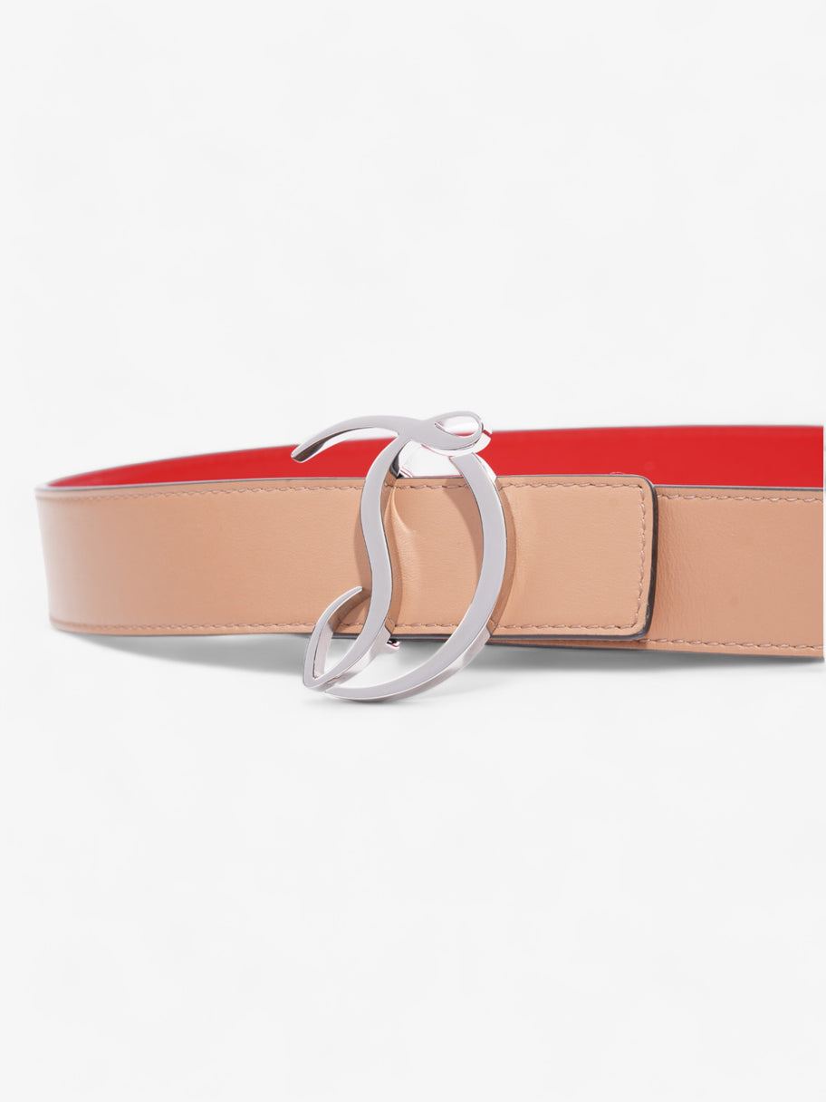 Christian Louboutin Logo Buckle Belt Beige / Red Leather 80cm 32