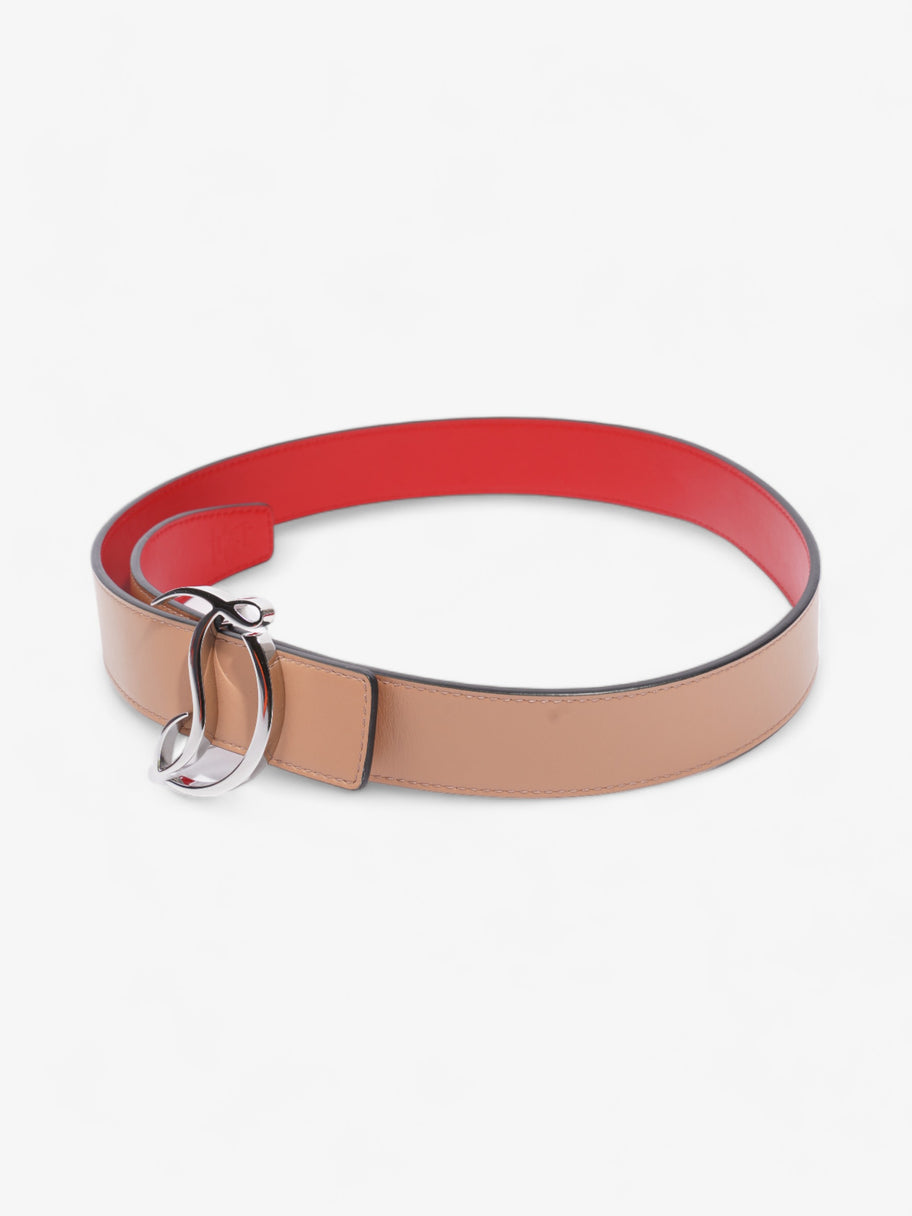 Christian Louboutin Logo Buckle Belt Beige / Red Leather 80cm 32