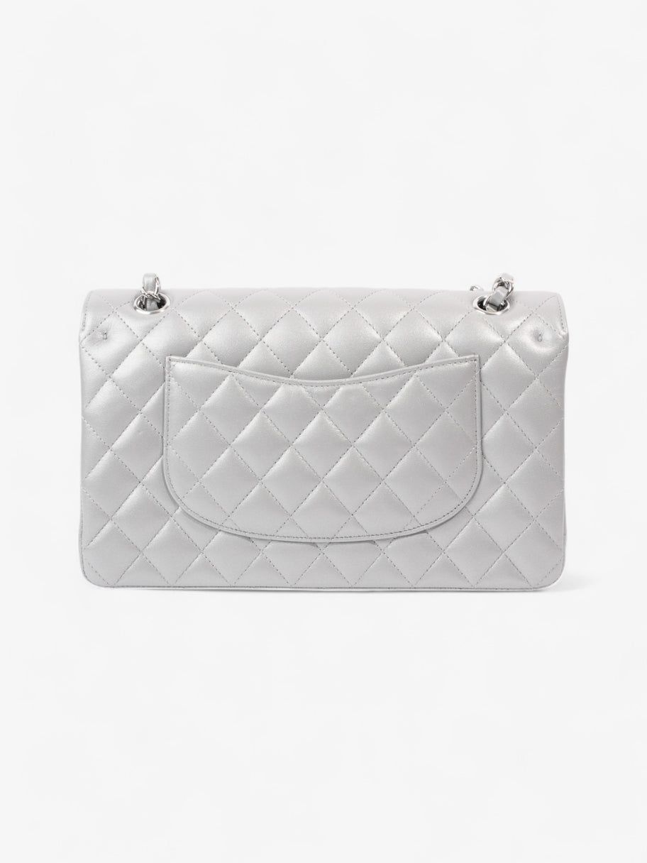 Chanel Classic Double Flap Silver Lambskin Leather Medium Image 5