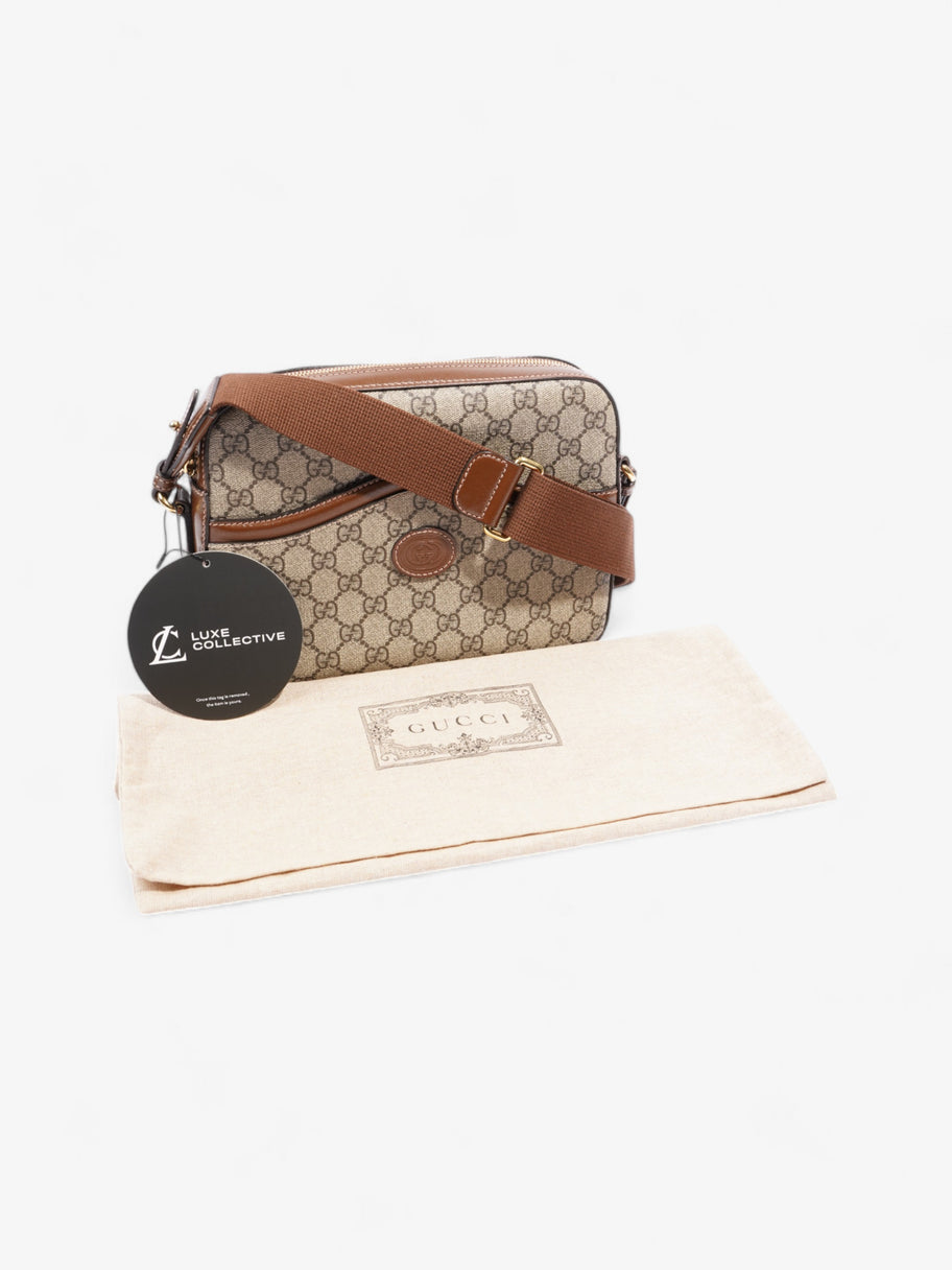 Gucci Messenger Bag with Double G GG Supreme / Brown Coated Canvas Small Image 9