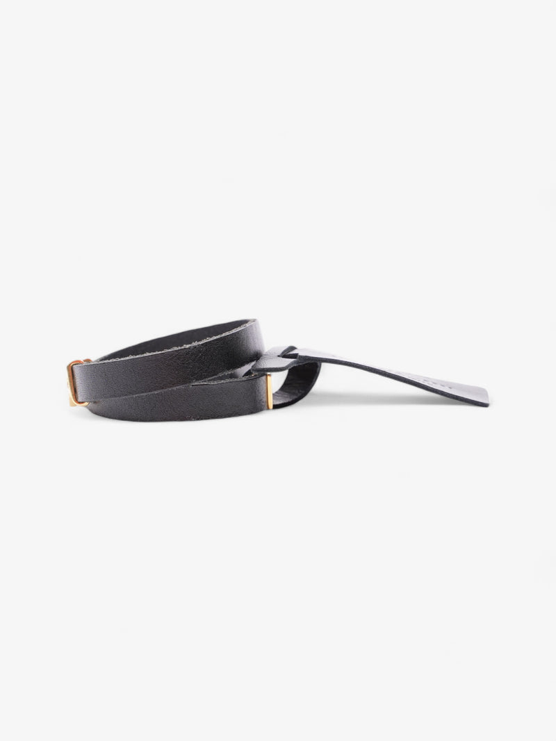  Saint Laurent Cassandre Double Wrap Bracelet Black / Gold Calfskin Leather