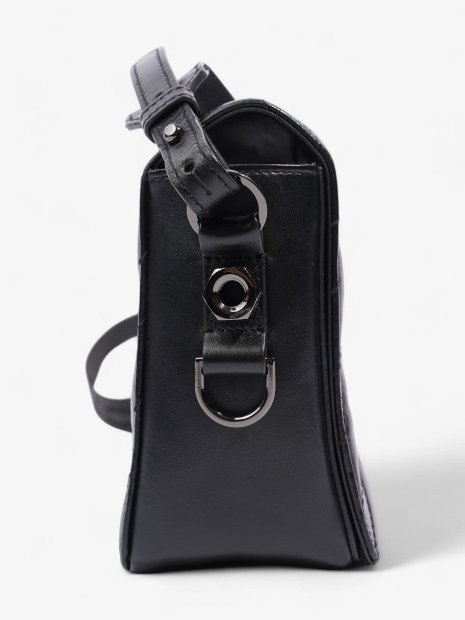 Off White Binder Clip Bag Black Leather Image 5