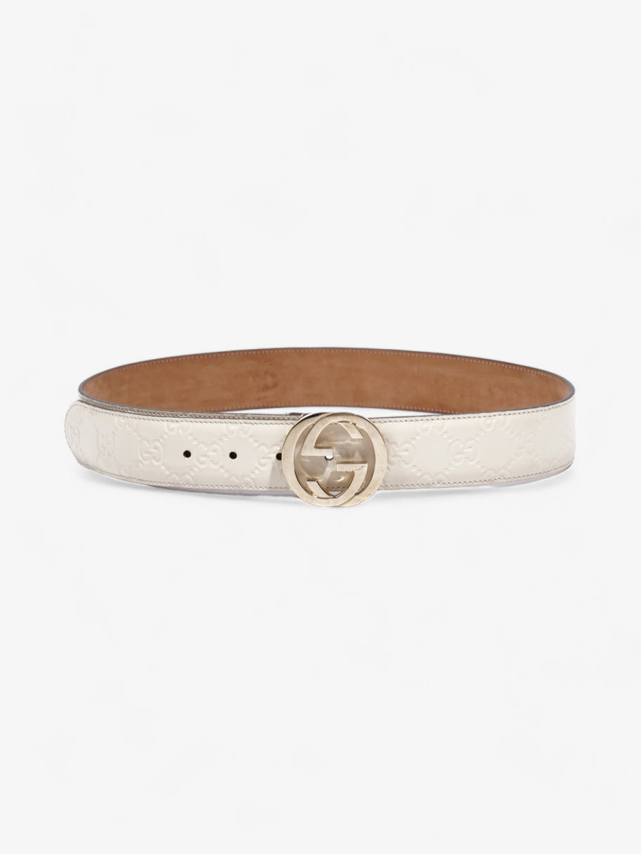 Gucci Interlocking G Belt White Leather 75cm 30