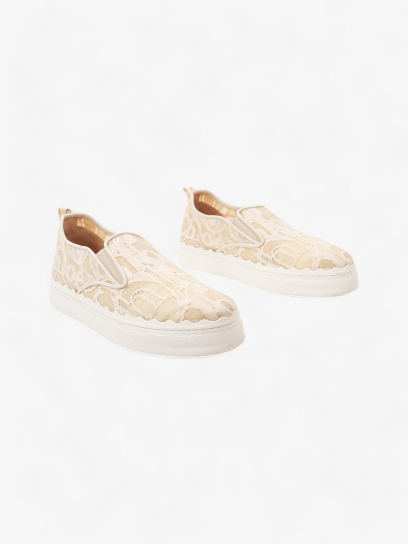  Chloe Lauren Slip On Beige / White Lace EU 38 UK 5