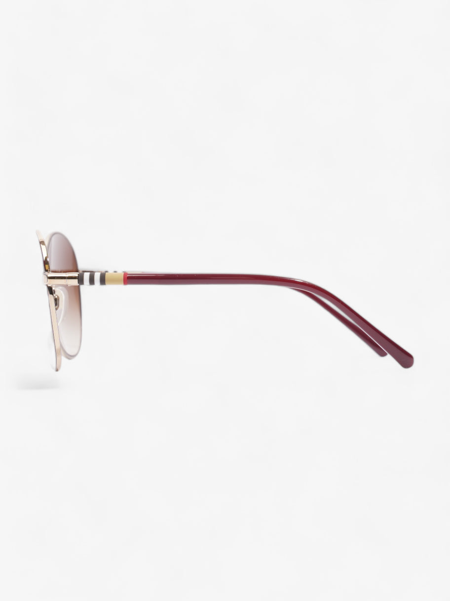 Round Eye Sunglasses Light Gold / Maroon Acetate 140 Image 3