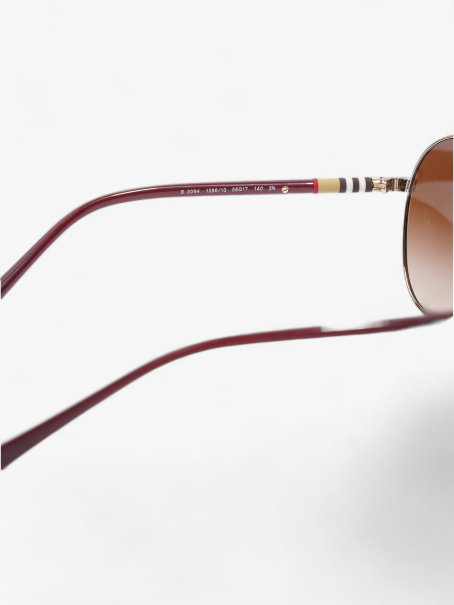 Round Eye Sunglasses Light Gold / Maroon Acetate 140 Image 6