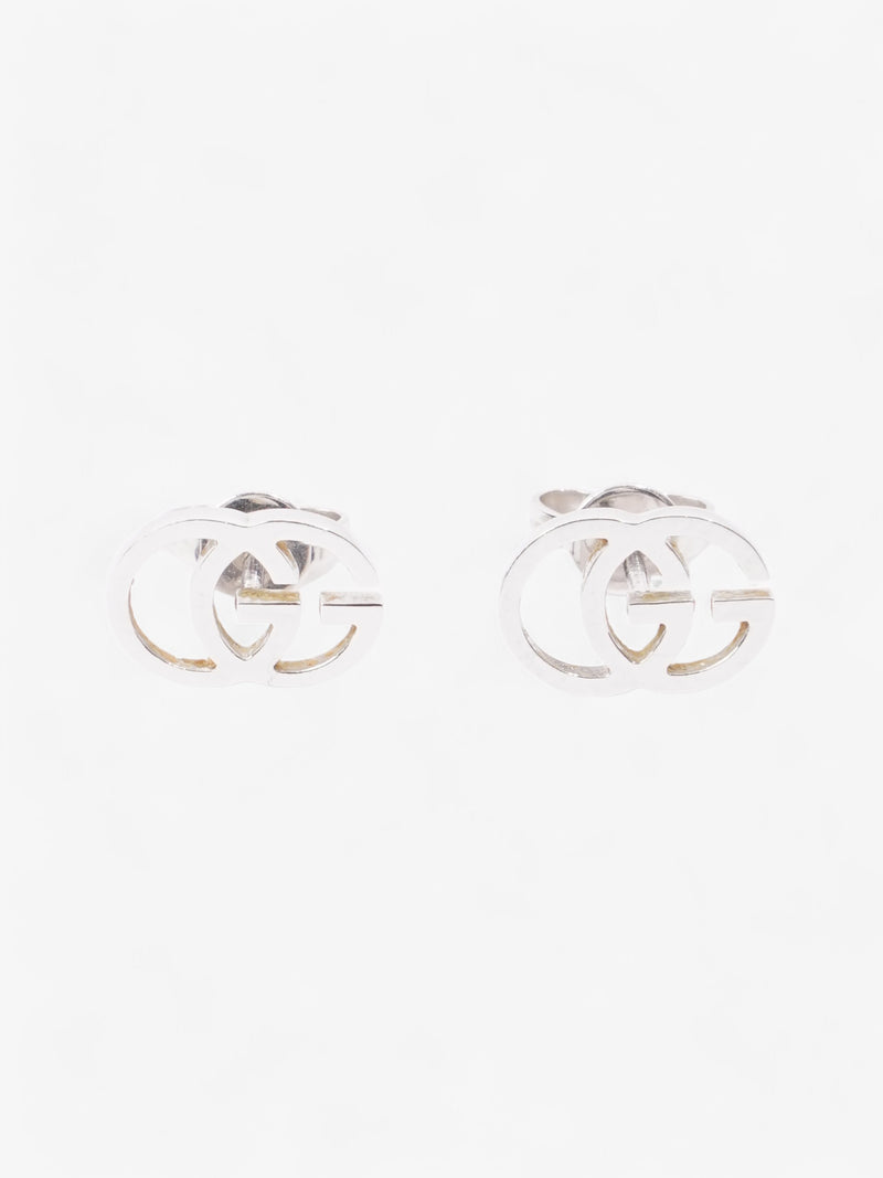  Gucci GG Marmont Stud Earrings White White Gold