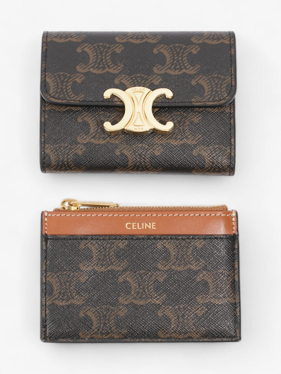 Celine Compact Wallet Brown / Gold Canvas Image 6