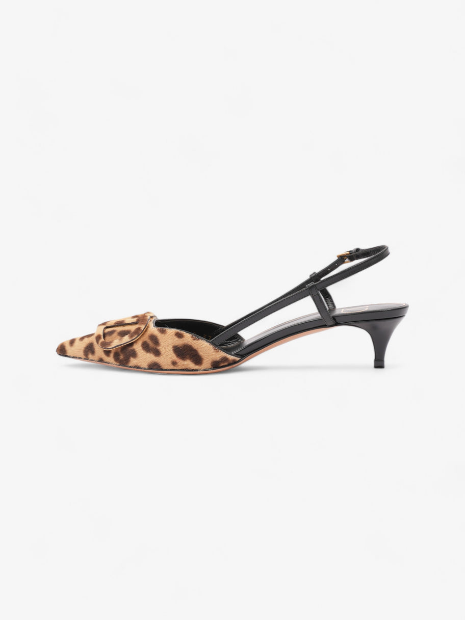 Valentino VLogo Slingback 45mm Leopard Print / Black Calf Hair EU 37 UK 4 Image 3