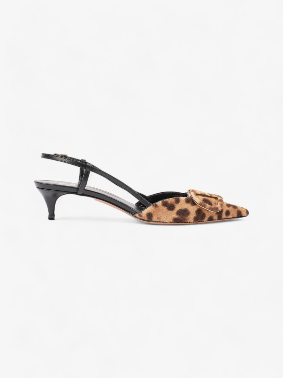 Valentino VLogo Slingback 45mm Leopard Print / Black Calf Hair EU 37 UK 4 Image 4