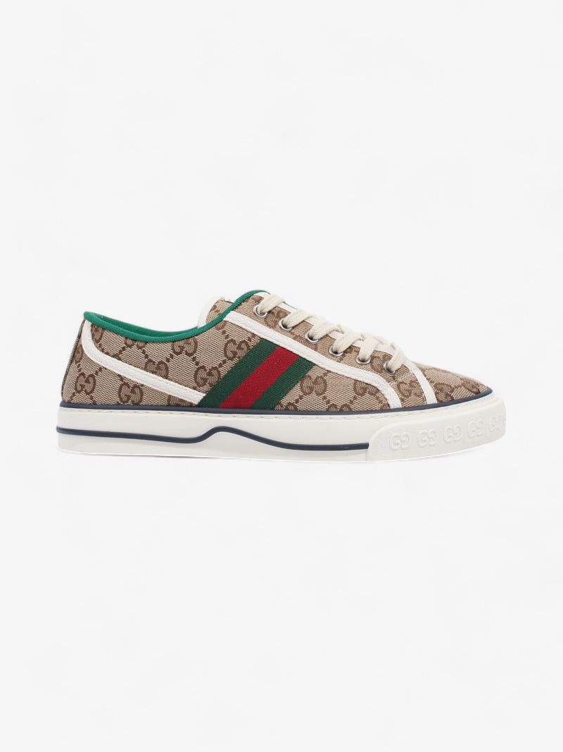  Gucci GG Tennis 1977 Sneakers Beige  / White / Green Canvas EU 38 UK 5