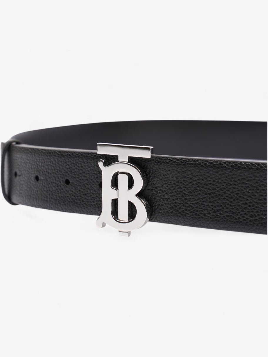 Burberry Monogram TB Belt Black / Silver Leather 110cm / 44