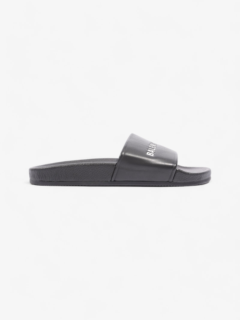  Balenciaga Logo Slides Black / White Leather EU 41 UK 7