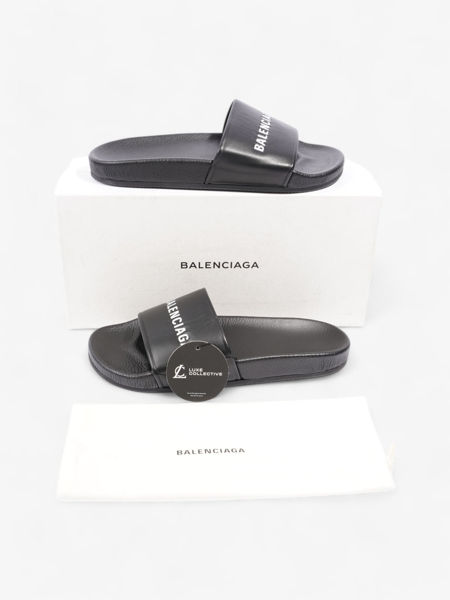 Balenciaga Logo Slides Black / White Leather EU 41 UK 7 Image 10