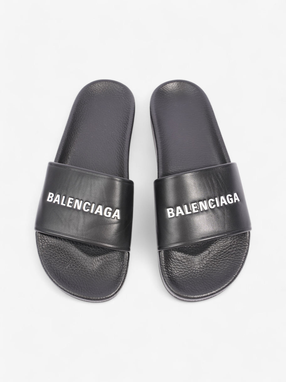 Balenciaga Logo Slides Black / White Leather EU 41 UK 7 Image 8