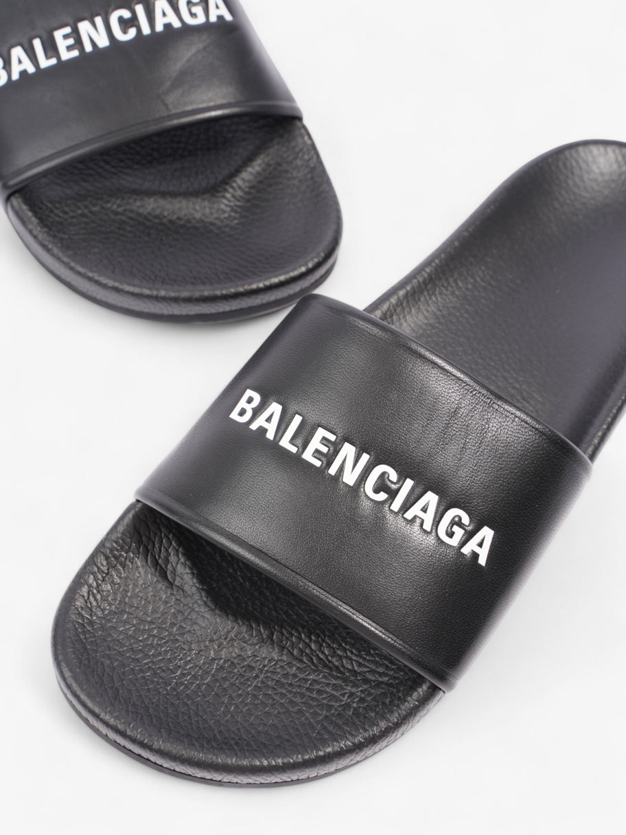 Balenciaga Logo Slides Black / White Leather EU 41 UK 7 Image 9