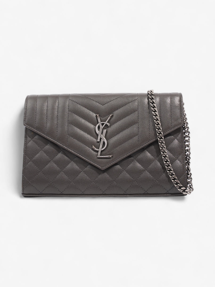 Saint Laurent Envelope Wallet On Chain Grey Leather Image 1