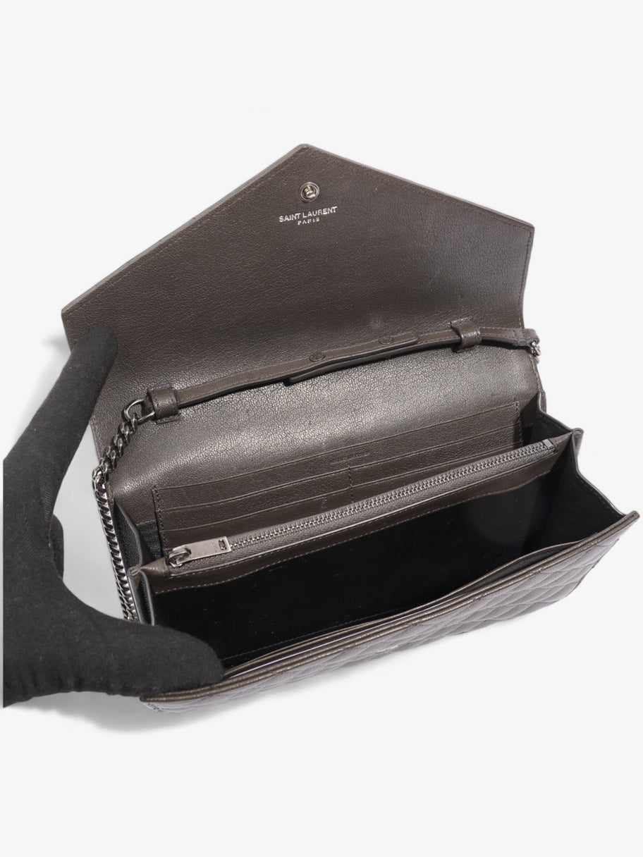 Saint Laurent Envelope Wallet On Chain Grey Leather Image 7