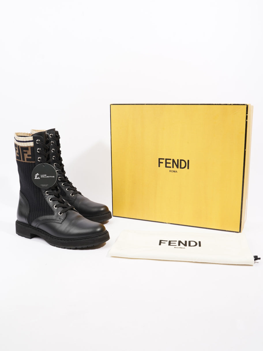 Fendi Rockoko Boots Black / Beige Leather EU 37.5 UK 4.5 Image 10