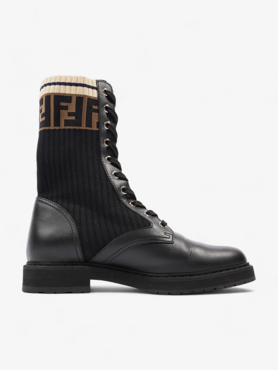 Fendi Rockoko Boots Black / Beige Leather EU 37.5 UK 4.5 Image 4