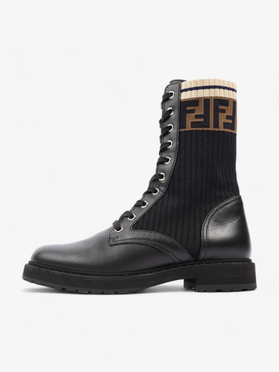 Fendi Rockoko Boots Black / Beige Leather EU 37.5 UK 4.5 Image 5