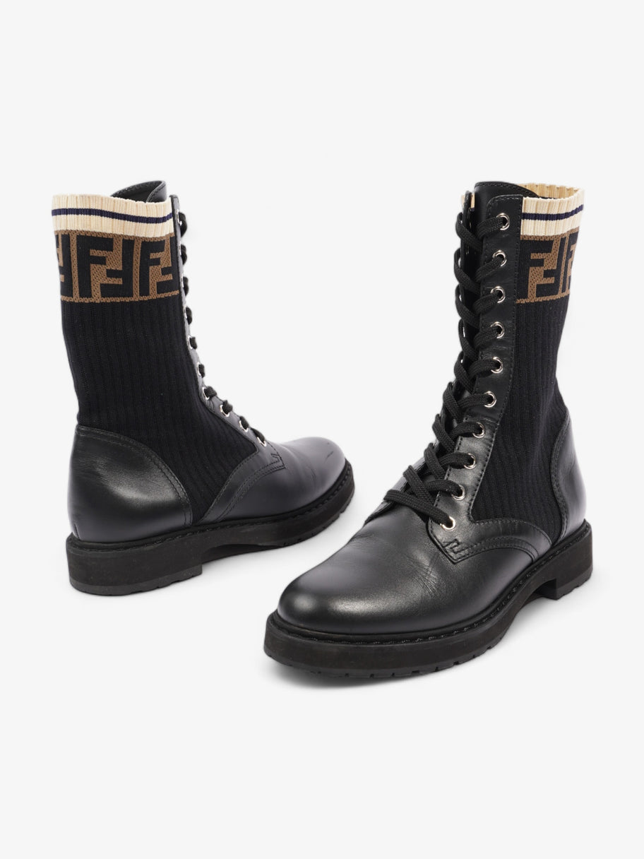 Fendi Rockoko Boots Black / Beige Leather EU 37.5 UK 4.5 Image 9