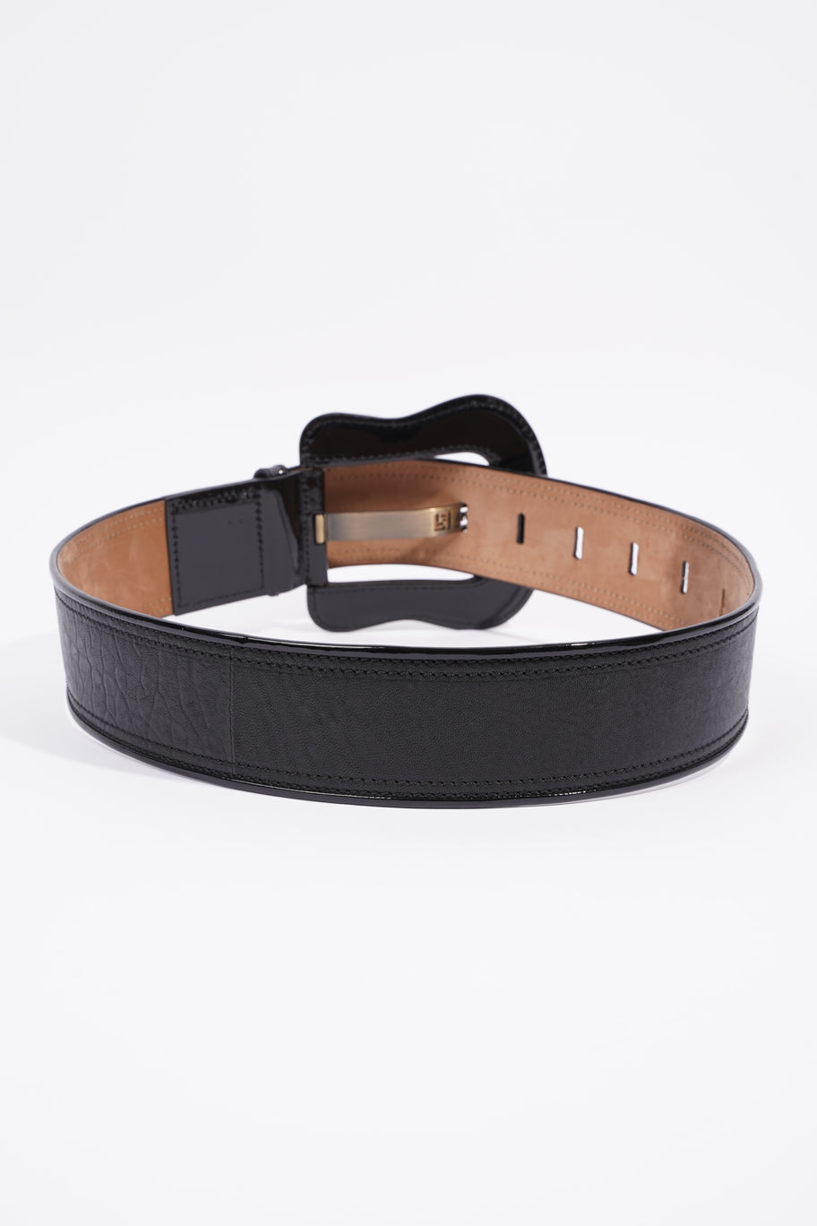 Wide Giant Buckle Belt Black Leather 85cm 34'' Image 5