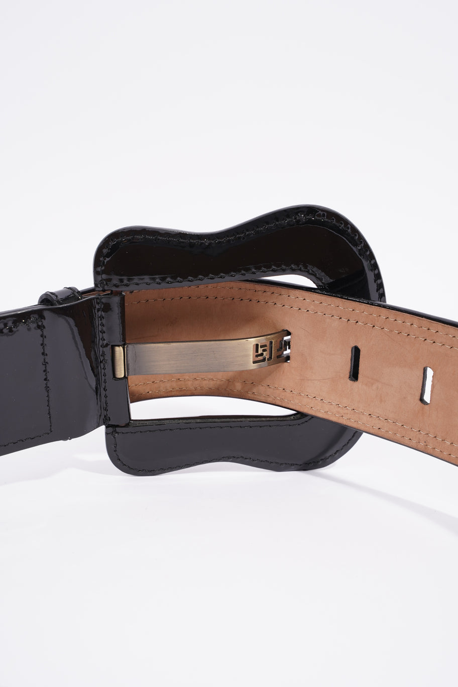 Wide Giant Buckle Belt Black Leather 85cm 34'' Image 6