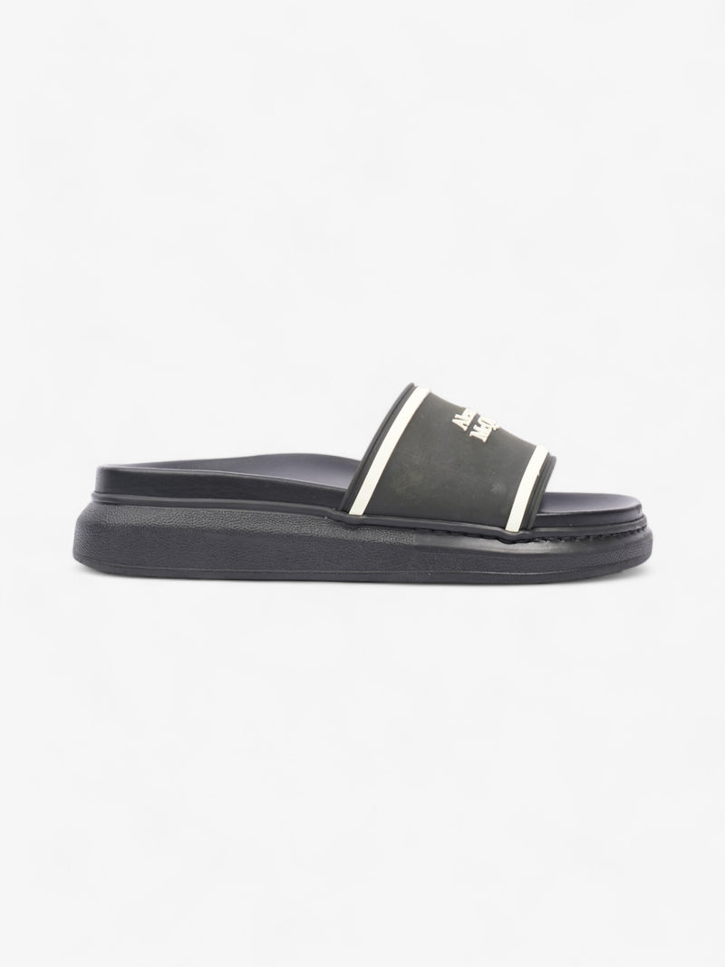  Alexander McQueen Logo Embossed Slides Black / White Rubber EU 38 UK 5