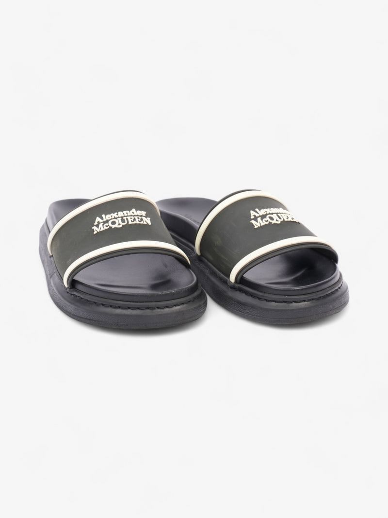  Alexander McQueen Logo Embossed Slides Black / White Rubber EU 38 UK 5