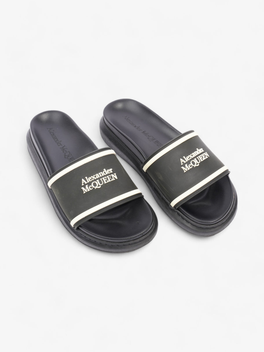 Alexander McQueen Logo Embossed Slides Black / White Rubber EU 38 UK 5 Image 8