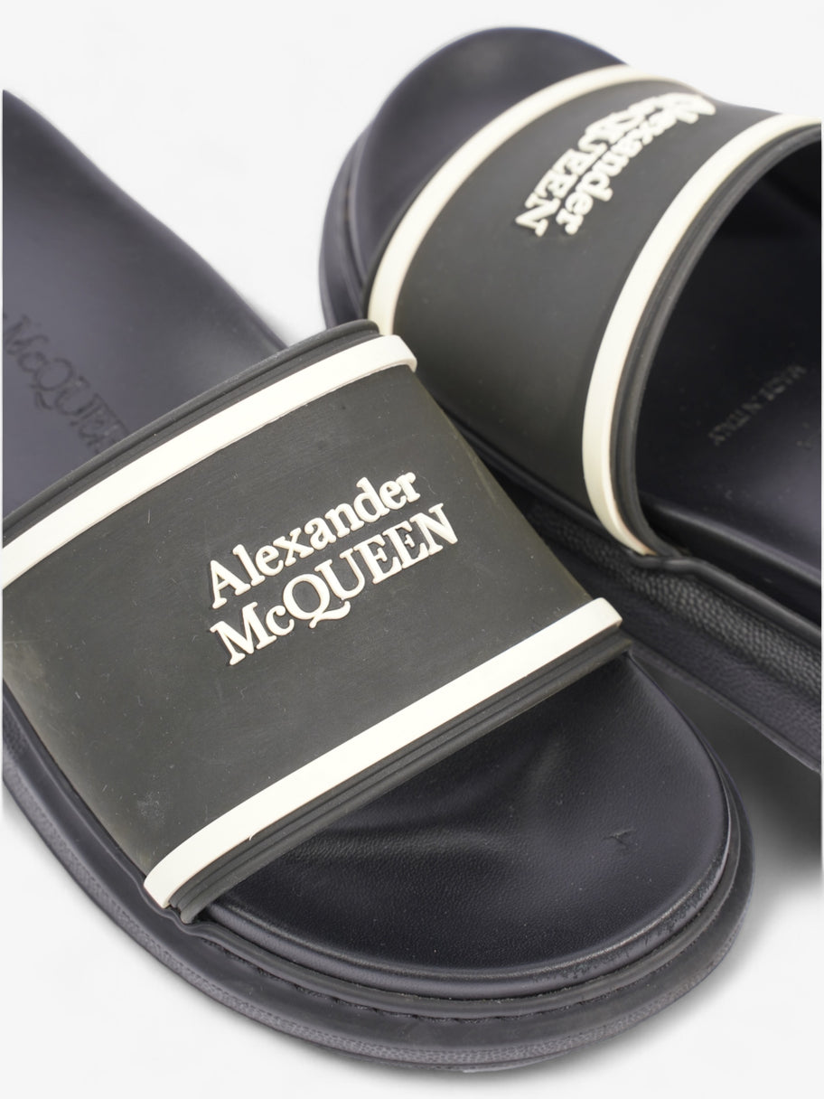 Alexander McQueen Logo Embossed Slides Black / White Rubber EU 38 UK 5 Image 9