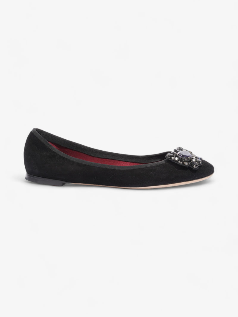  Chloe Embellished Ballet Pumps Black Suede EU 39 UK 6