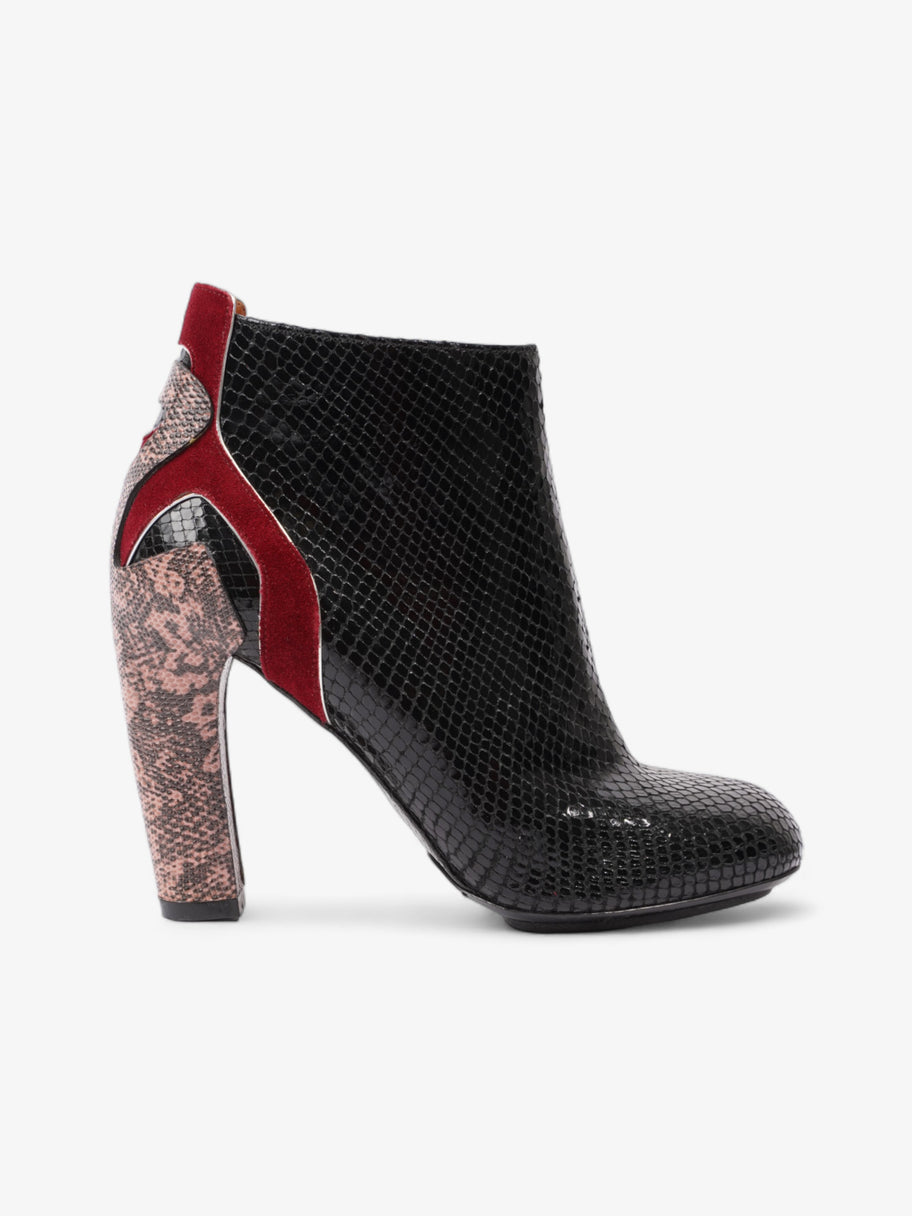 Dries Van Noten Heeled Snakeprint Boots 90mm Black / Red Patent Leather EU 39 UK 6 Image 1