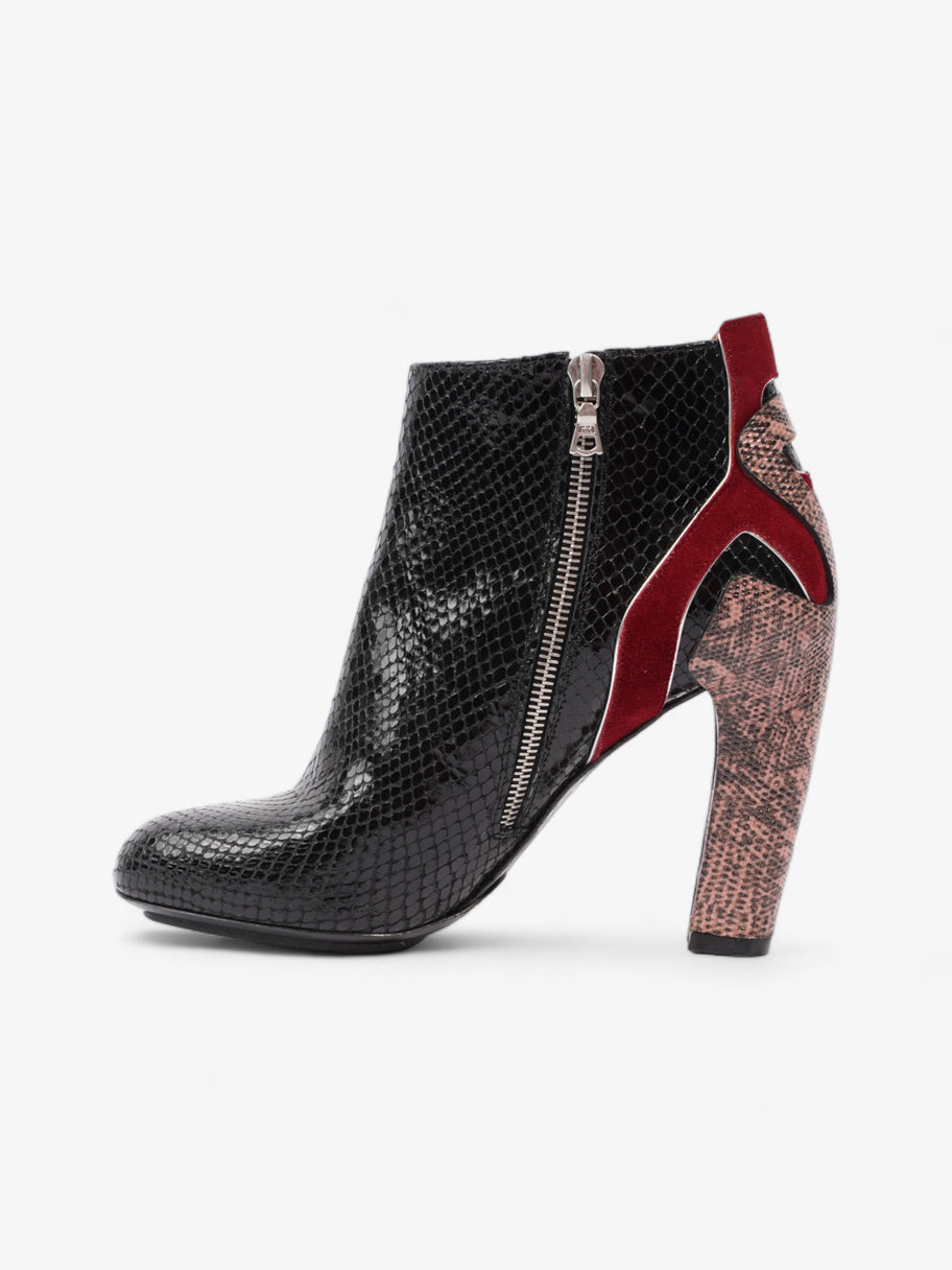 Dries Van Noten Heeled Snakeprint Boots 90mm Black / Red Patent Leather EU 39 UK 6 Image 3