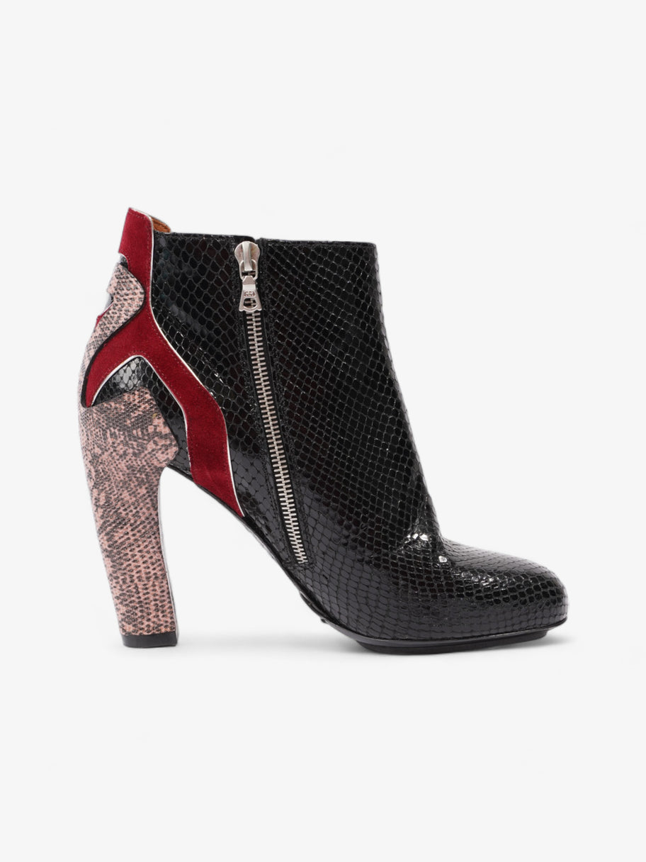 Dries Van Noten Heeled Snakeprint Boots 90mm Black / Red Patent Leather EU 39 UK 6 Image 4